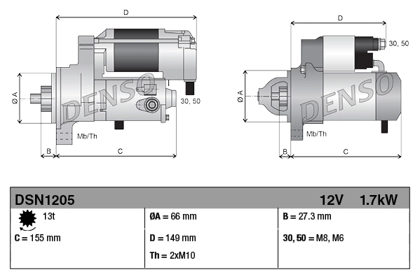 Стартер Denso DSN1205 цена, от 210.46 USD