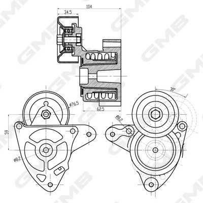 Роликовий модуль натяжителя ремня GMB GAT31600 цена, от 42.68 USD