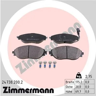 247382002 ZIMMERMANN Pastillas de freno delanteras original y equivalente