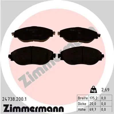 247382001 ZIMMERMANN Pastillas de freno delanteras original y equivalente