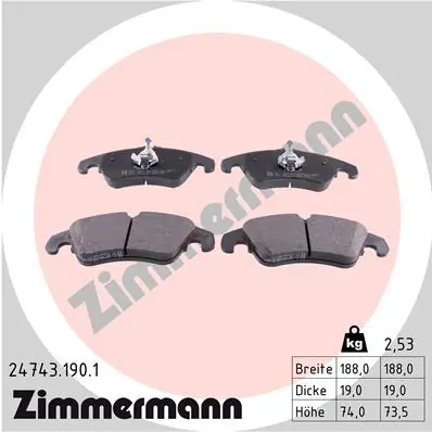Колодки тормозные передние дисковые ZIMMERMANN 247431901