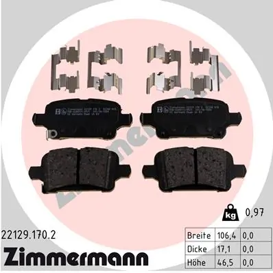 Колодки тормозные задние дисковые ZIMMERMANN 221291702