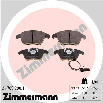 Колодки тормозные передние дисковые ZIMMERMANN 247052001