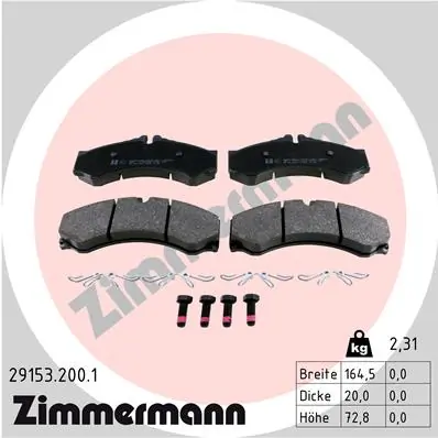 Колодки тормозные передние дисковые ZIMMERMANN 291532001