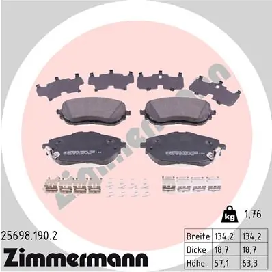 Колодки тормозные передние дисковые ZIMMERMANN 256981902