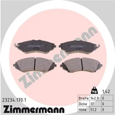 Колодки тормозные передние дисковые ZIMMERMANN 232341701