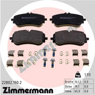Колодки тормозные задние дисковые ZIMMERMANN 228021902