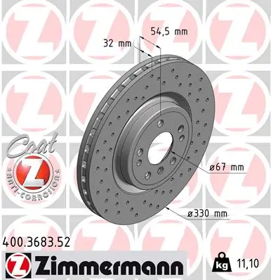 Диск тормозной передний ZIMMERMANN 400368352