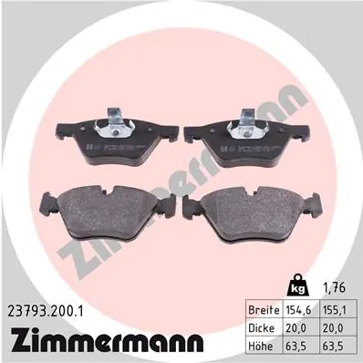 Колодки тормозные передние дисковые ZIMMERMANN 237932001