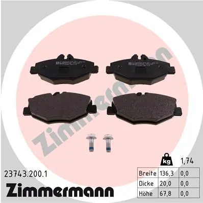 Колодки тормозные передние дисковые ZIMMERMANN 237432001