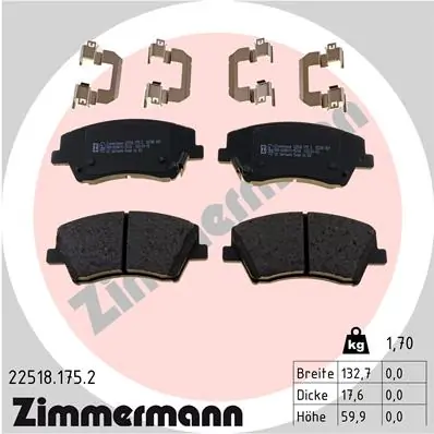 Колодки тормозные передние дисковые ZIMMERMANN 225181752