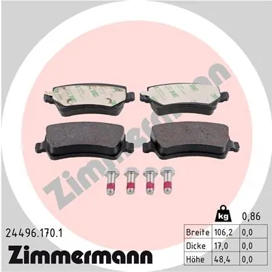 Колодки тормозные задние дисковые ZIMMERMANN 244961701