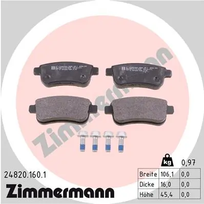 Колодки тормозные задние дисковые ZIMMERMANN 248201601