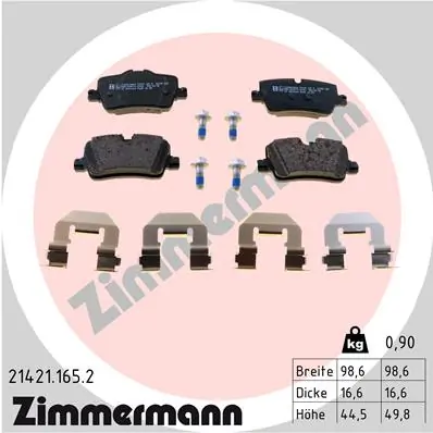 Колодки тормозные задние дисковые ZIMMERMANN 214211652
