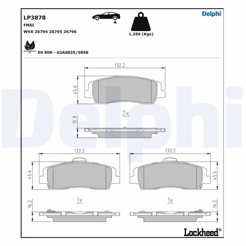 Колодки тормозные задние дисковые DELPHI LP3878