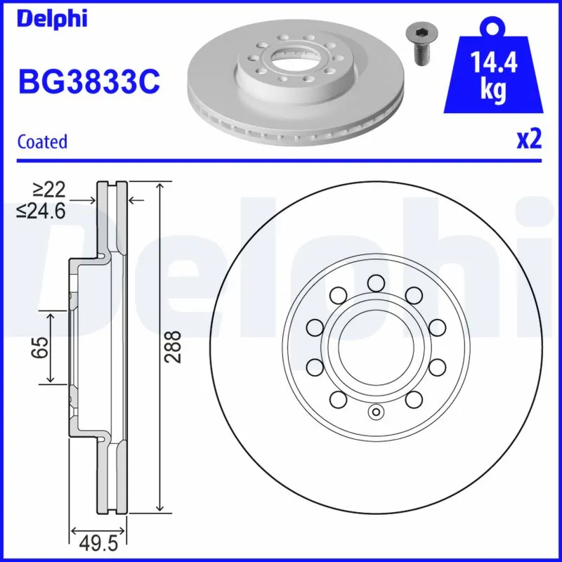 BG3833C Delphi Диск тормозной передний