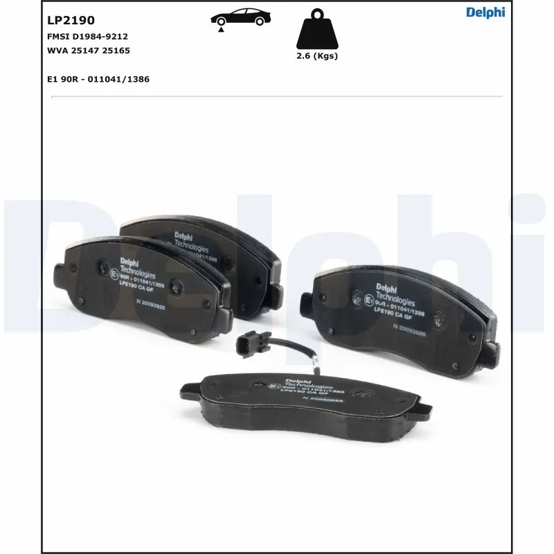 LP2190 Delphi Колодки передние