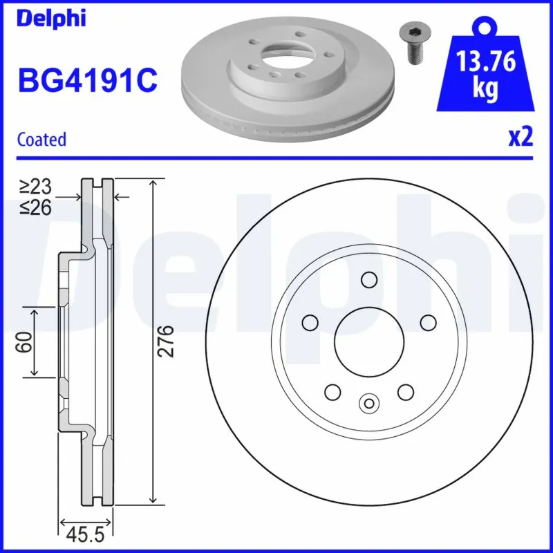 BG4191C Delphi Диск тормозной передний