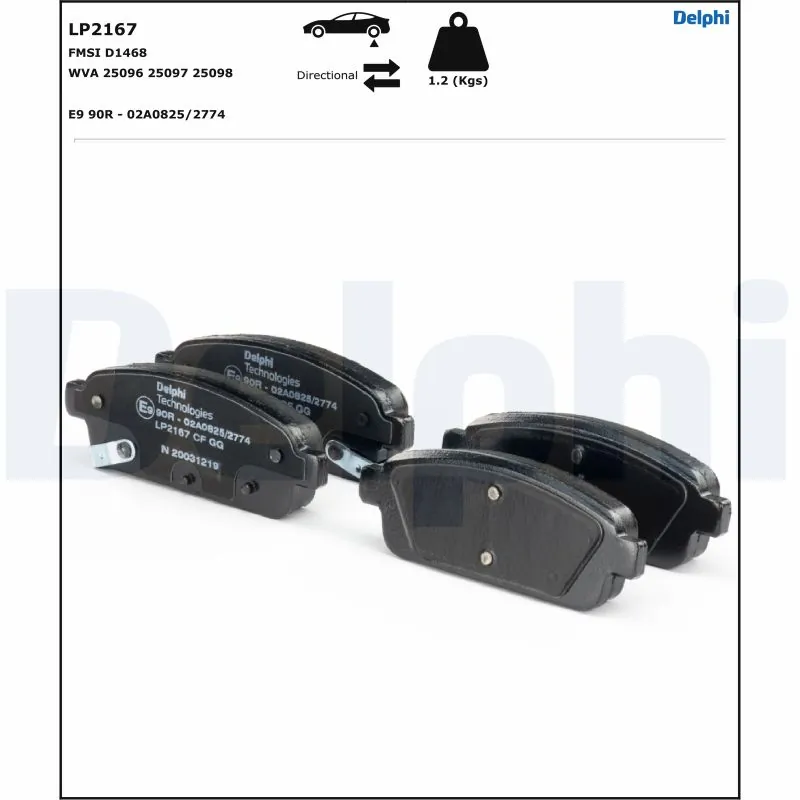 LP2167 Delphi Колодки тормозные дисковые комплект
