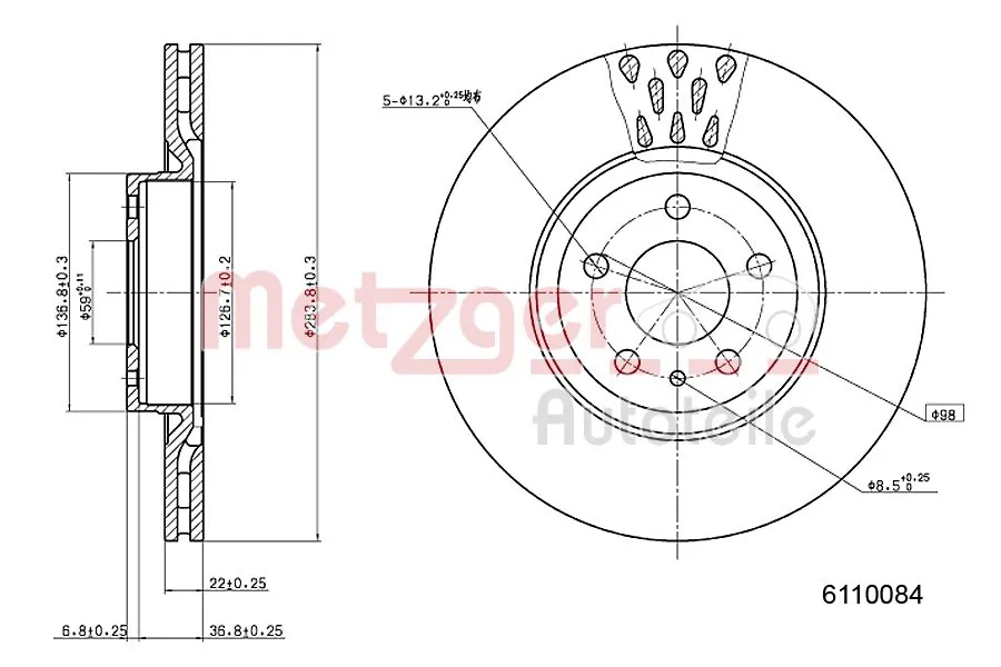  Disco do freio dianteiro Alfa Romeo 147 hatchback (937) (2001 - 2010) 