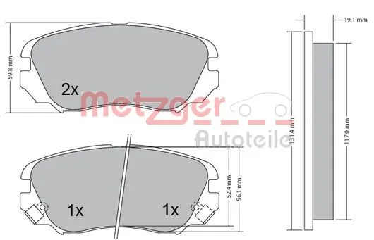Передние тормозные колодки 1170291 Metzger