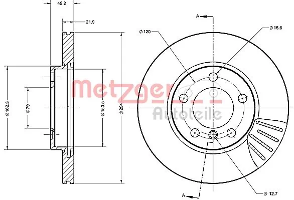 Передний тормозной диск Metelli 231408C