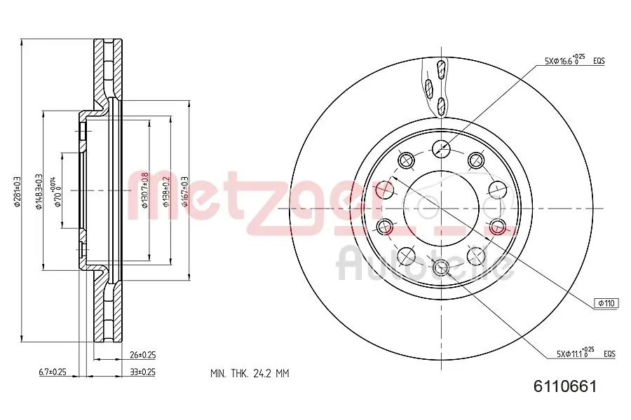 Передние тормозные диски 51962485 Chrysler