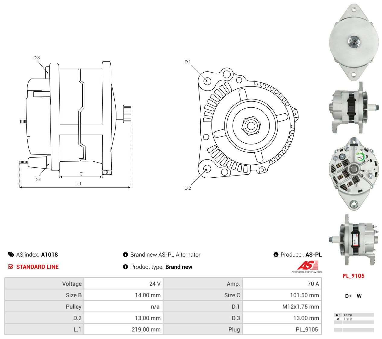 Автомобильный генератор Cargo UA1620IR цена, от 111.90 USD