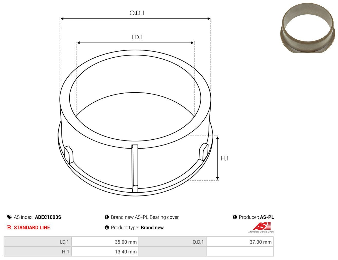 Втулка генератора As-pl ABEC1003S цена, от 1.27 USD