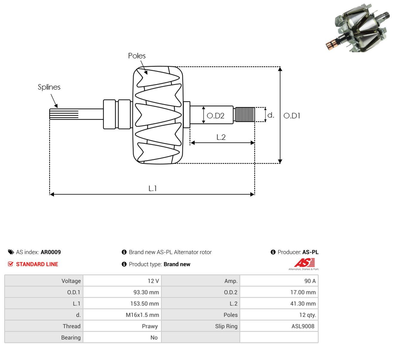 Якорь генератора на Opel Astra H L35