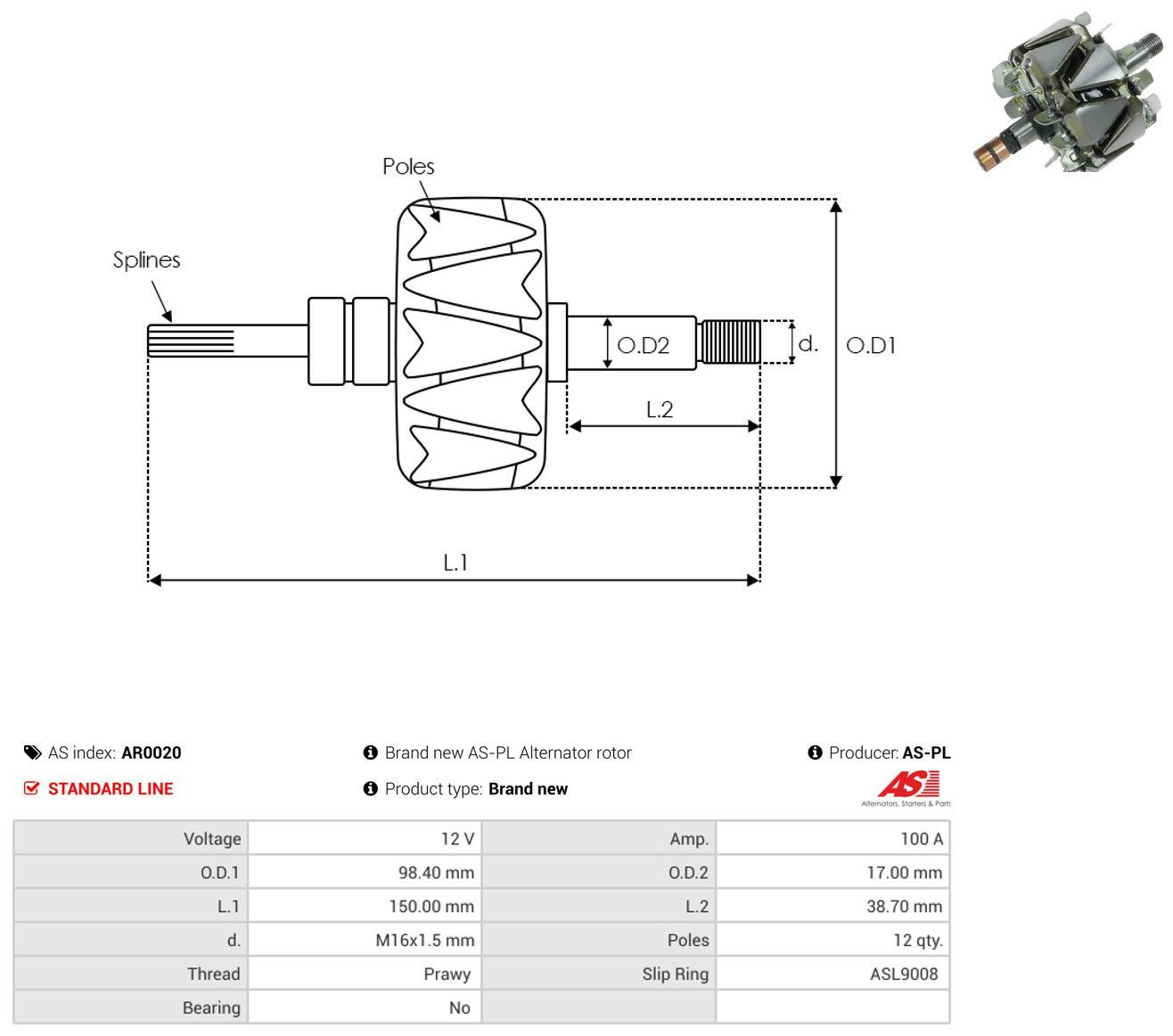 Купить Якорь генератора Опель Зафира A F75