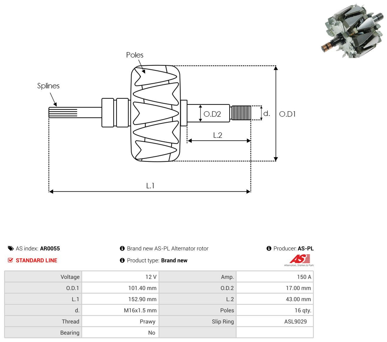 Якорь генератора на Ford Transit VII V363
