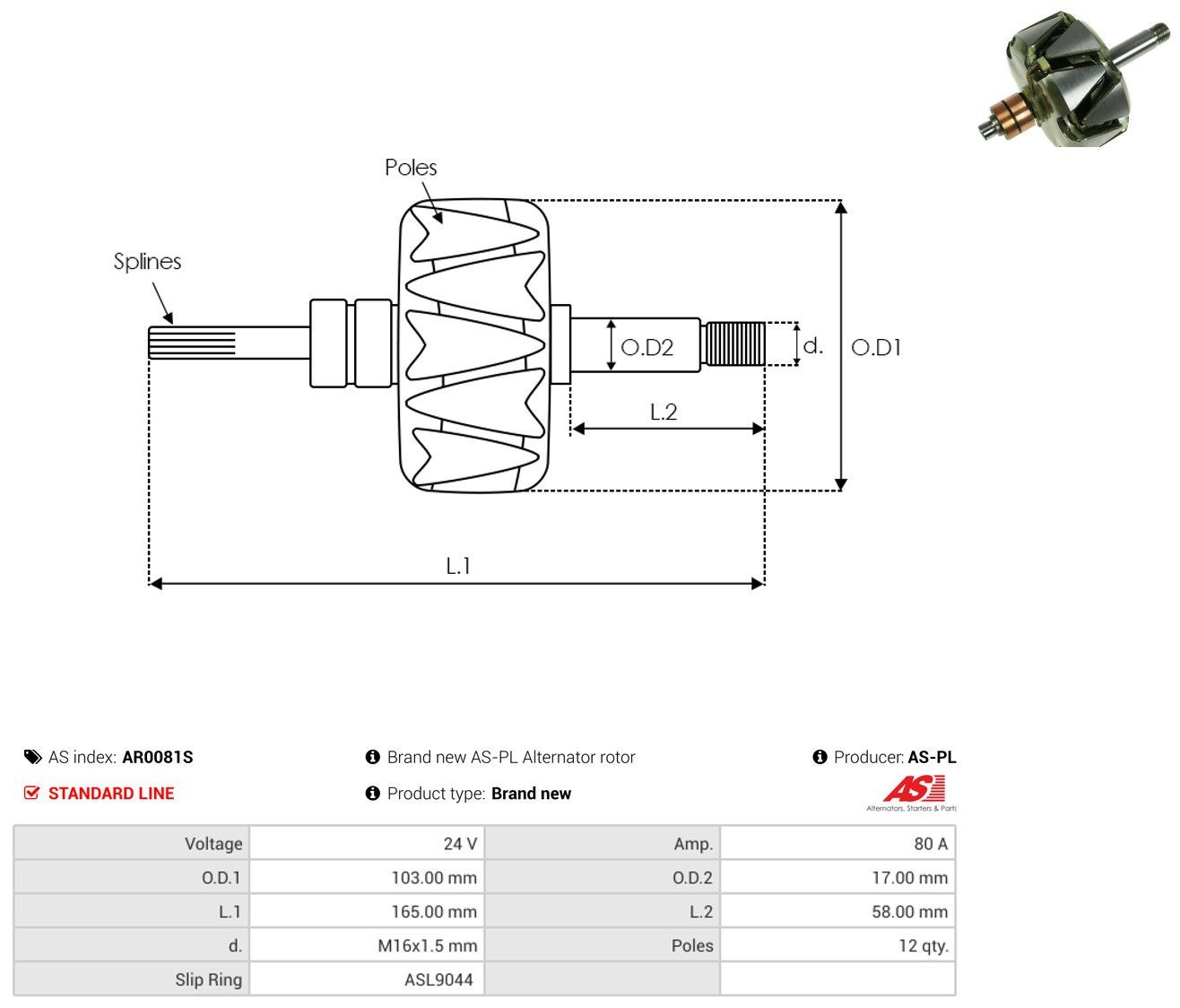 Якорь генератора A0001546415 Mercedes