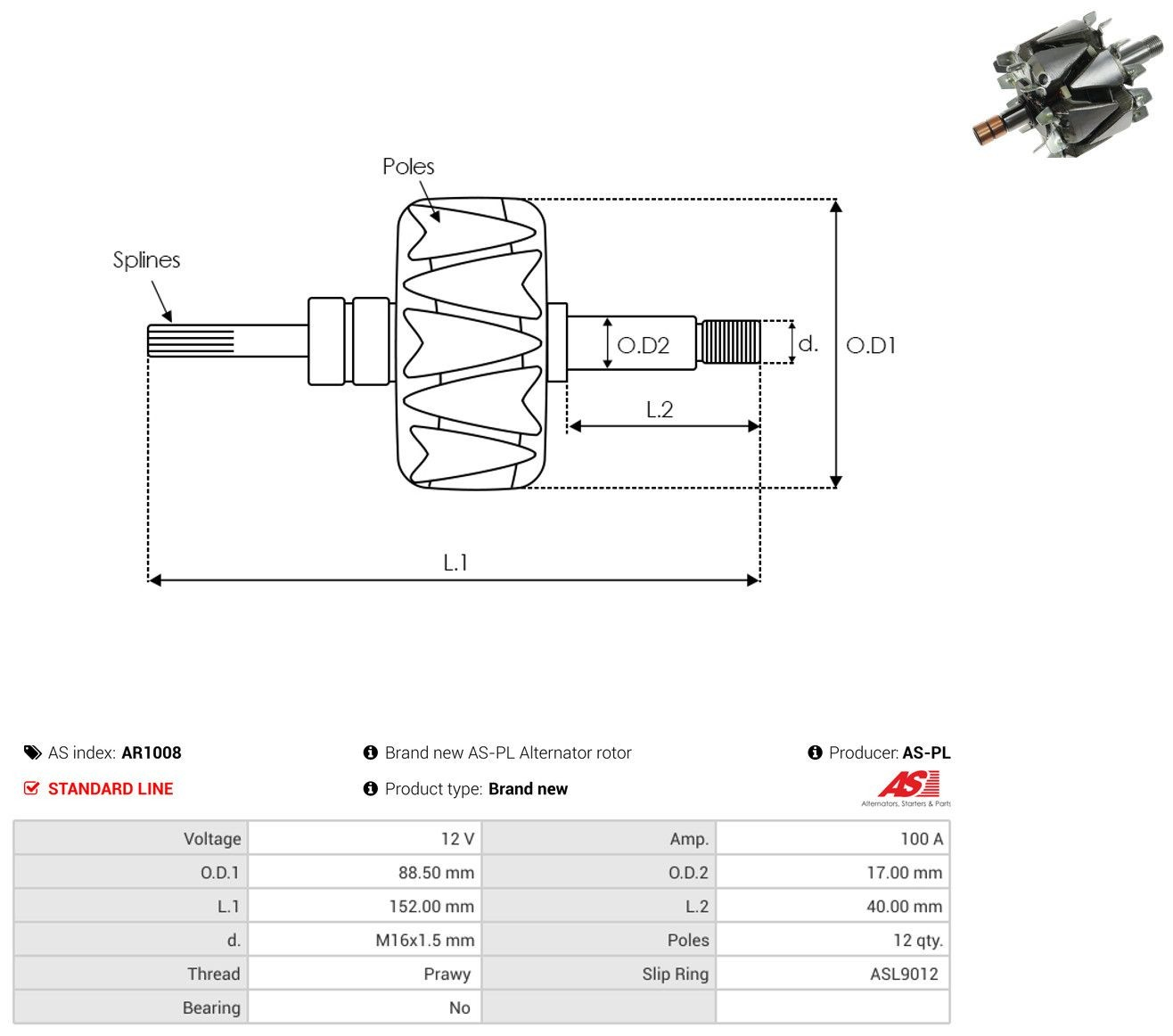 Якорь (ротор) генератора Chevrolet Aveo III седан (T300) (2011 - 2020) цена, от 43.98 USD