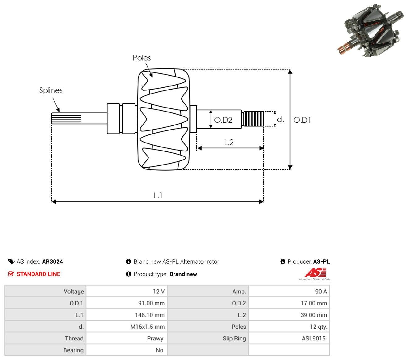 Якорь генератора на Ford Focus II DA, HCP, DP