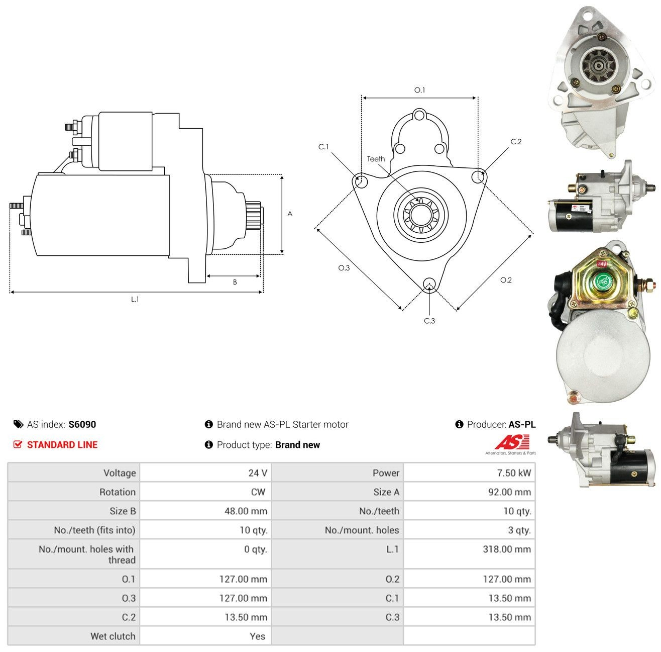 Стартер двигателя As-pl S6090