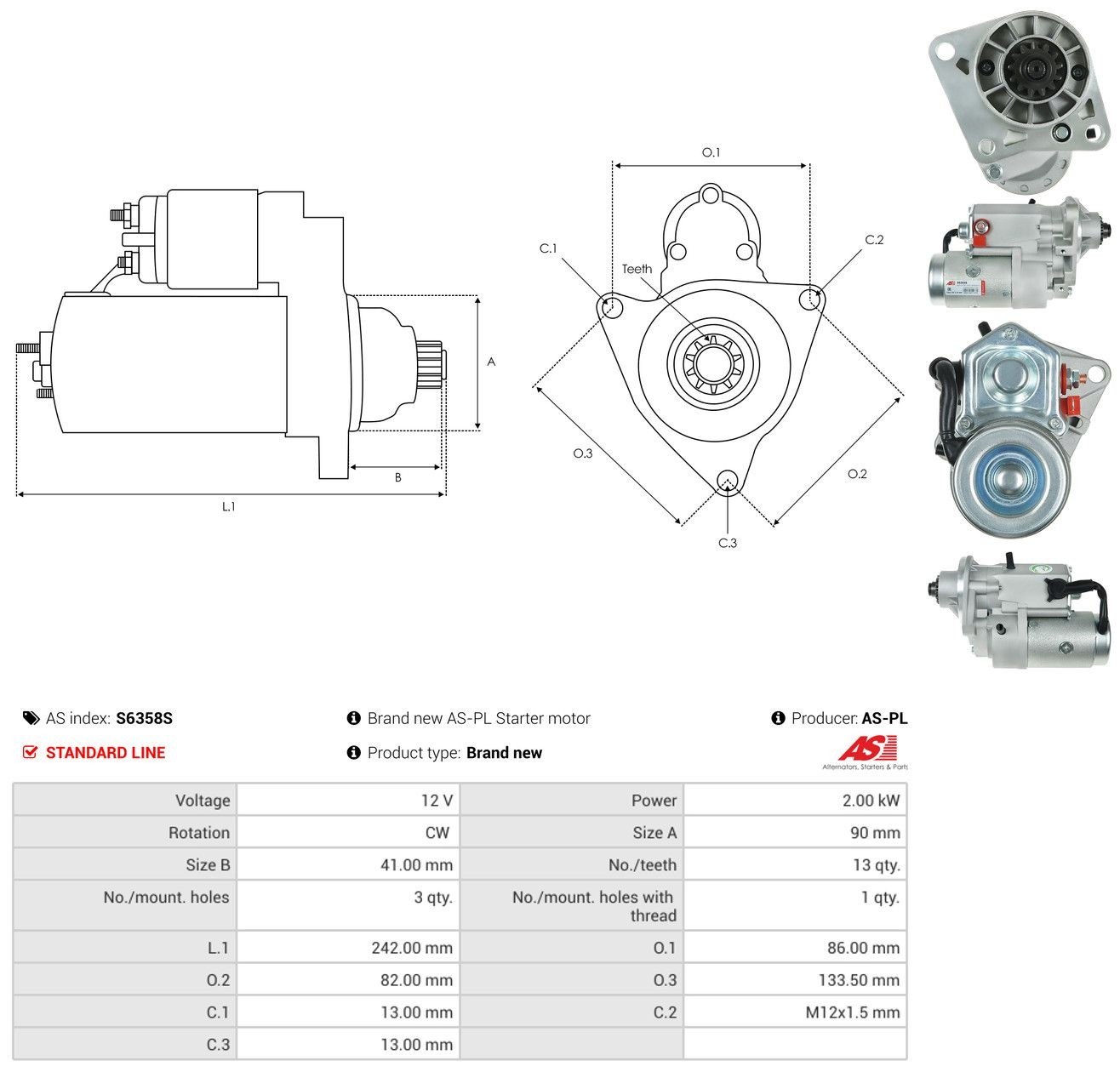 Стартер 0K62018400A Hyundai/Kia