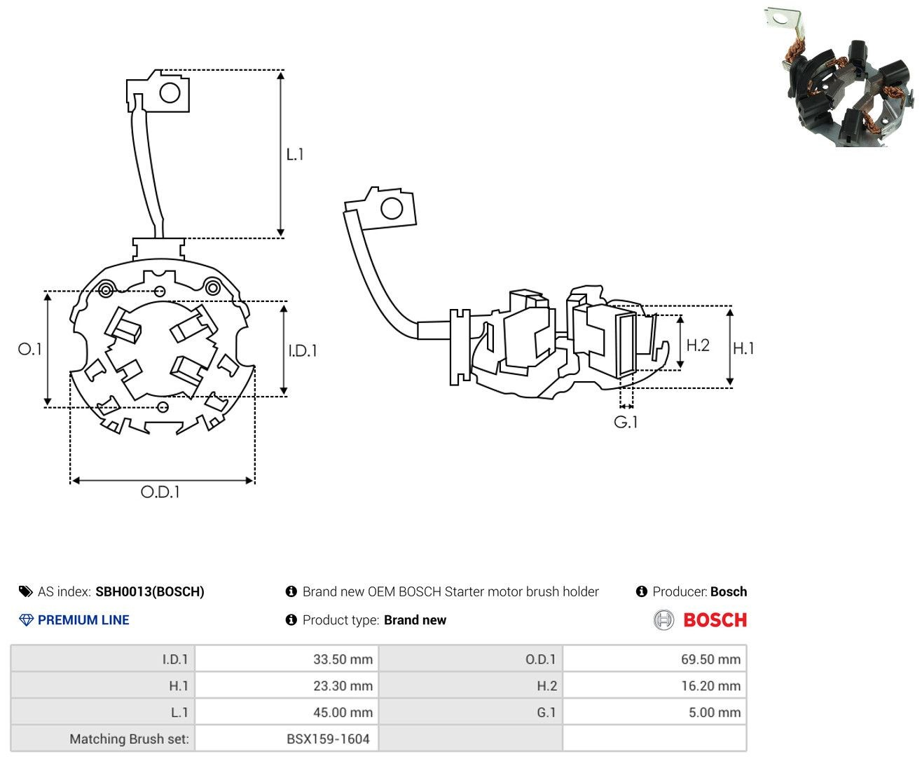 Купить SBH0013 Bosch Щеткодержатель стартера