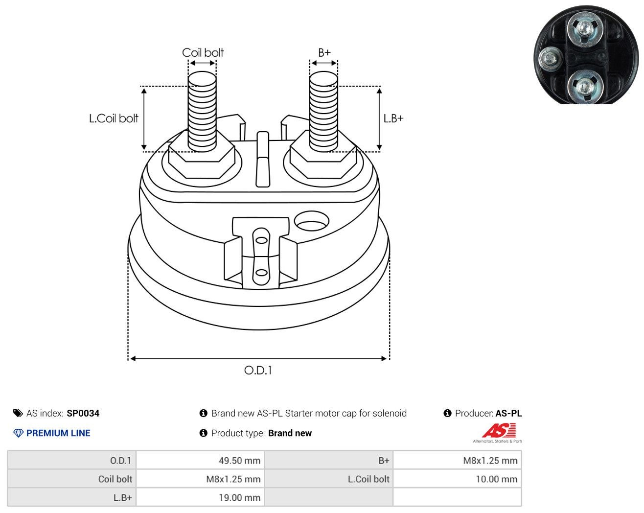 Крышка втягивающего реле стартера As-pl SP0034 цена, от 5.87 USD