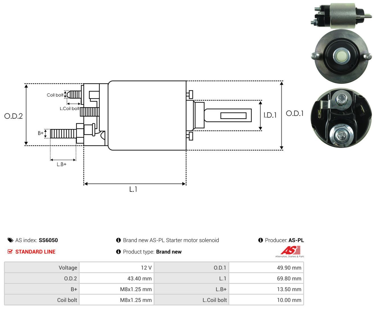 Втягивающее реле AS/Auto Storm SS6050