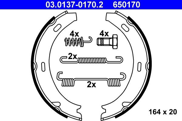Тормозные колодки стояночного тормоза ATE 03013701702 цена, от 20.95 USD