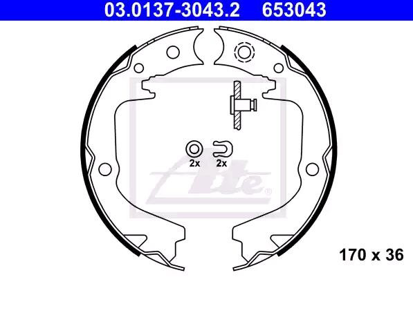 Тормозные колодки стояночного тормоза ATE 03013730432 цена, от 35.00 USD