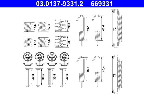 Установочный комплект задних барабанных колодок ATE 03013793312 цена, от 6.36 USD