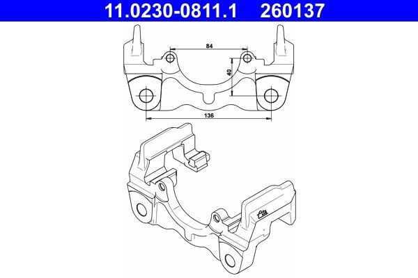 Скоба тормозного заднего суппорта на Volkswagen Multivan T5 7HM, 7HN, 7HF, 7EF, 7EM, 7EN