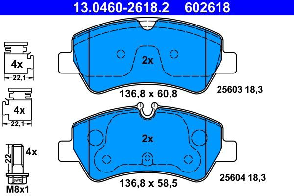 Колодки дисковые  ATE 13046026182 цена, от 22.55 USD