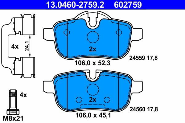 Колодки дисковые  ATE 13046027592 цена, от 97.07 USD