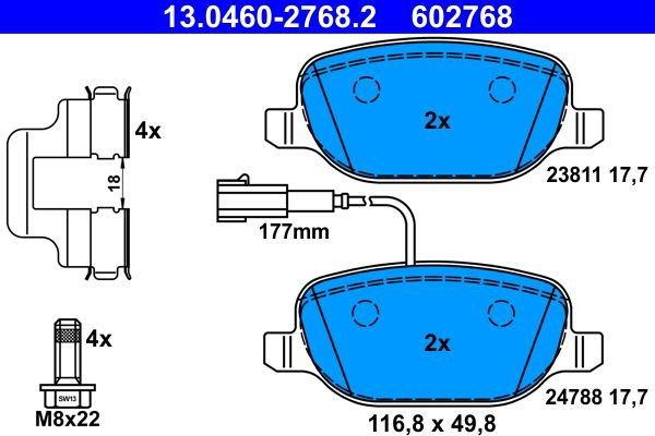 Колодки дисковые  ATE 13046027682 цена, от 33.92 USD