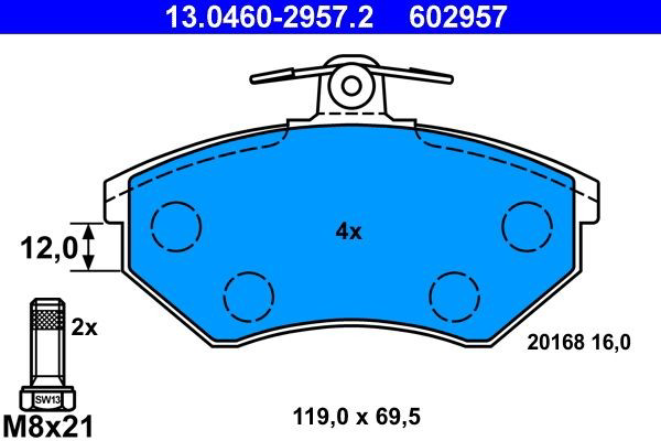 Передние тормозные колодки 13046029572 ATE