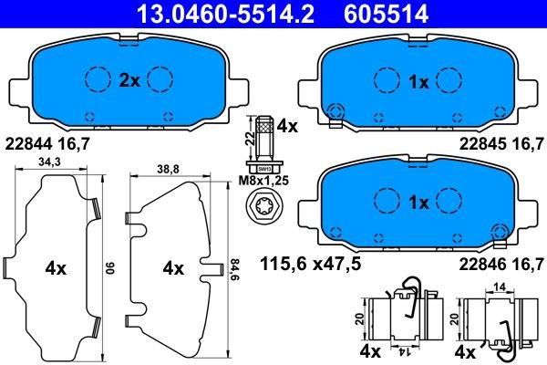 Колодки дисковые  ATE 13046055142 цена, от 67.53 USD