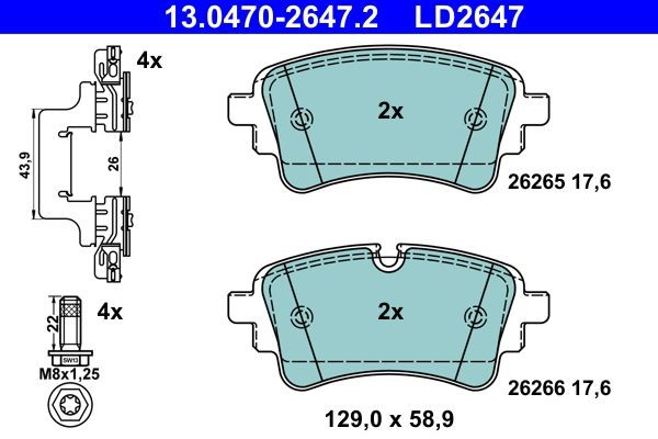 Колодки дисковые  ATE 13047026472 цена, от 113.31 USD
